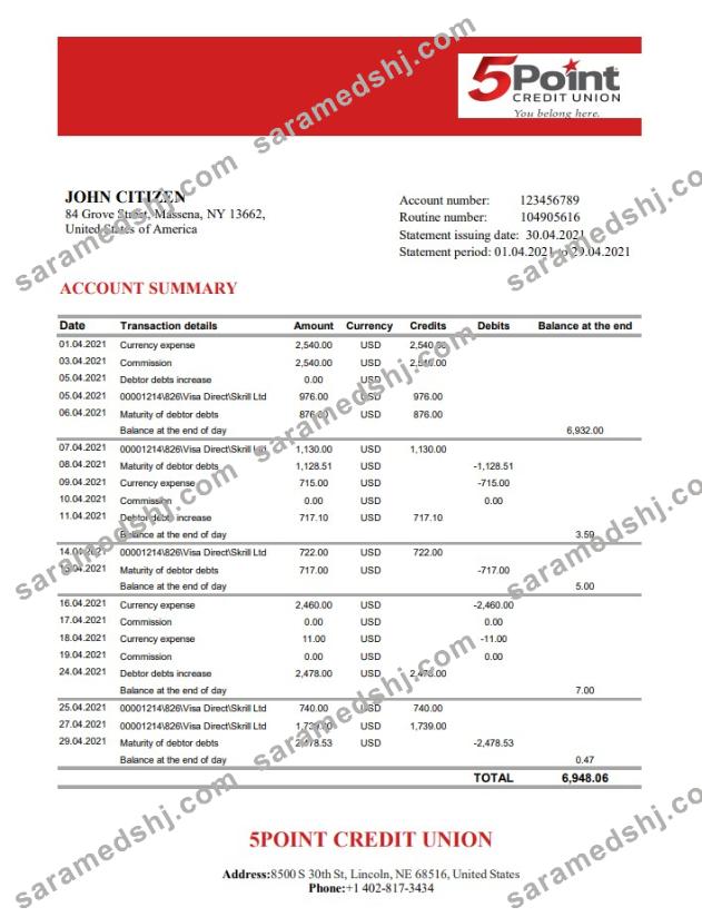USA Texas 5Point Bank Excel